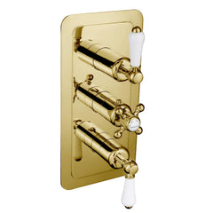 Gold lever thermostatic concealed 3 outlet shower valve