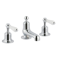Chrome basin tap with white ceramic lever handle