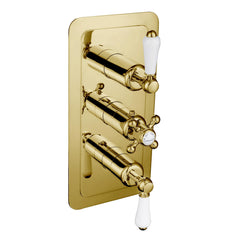 Chester Lever Gold 2 Outlet Thermostatic Concealed Shower Valve - Vertical, MP 0.5[85690G]