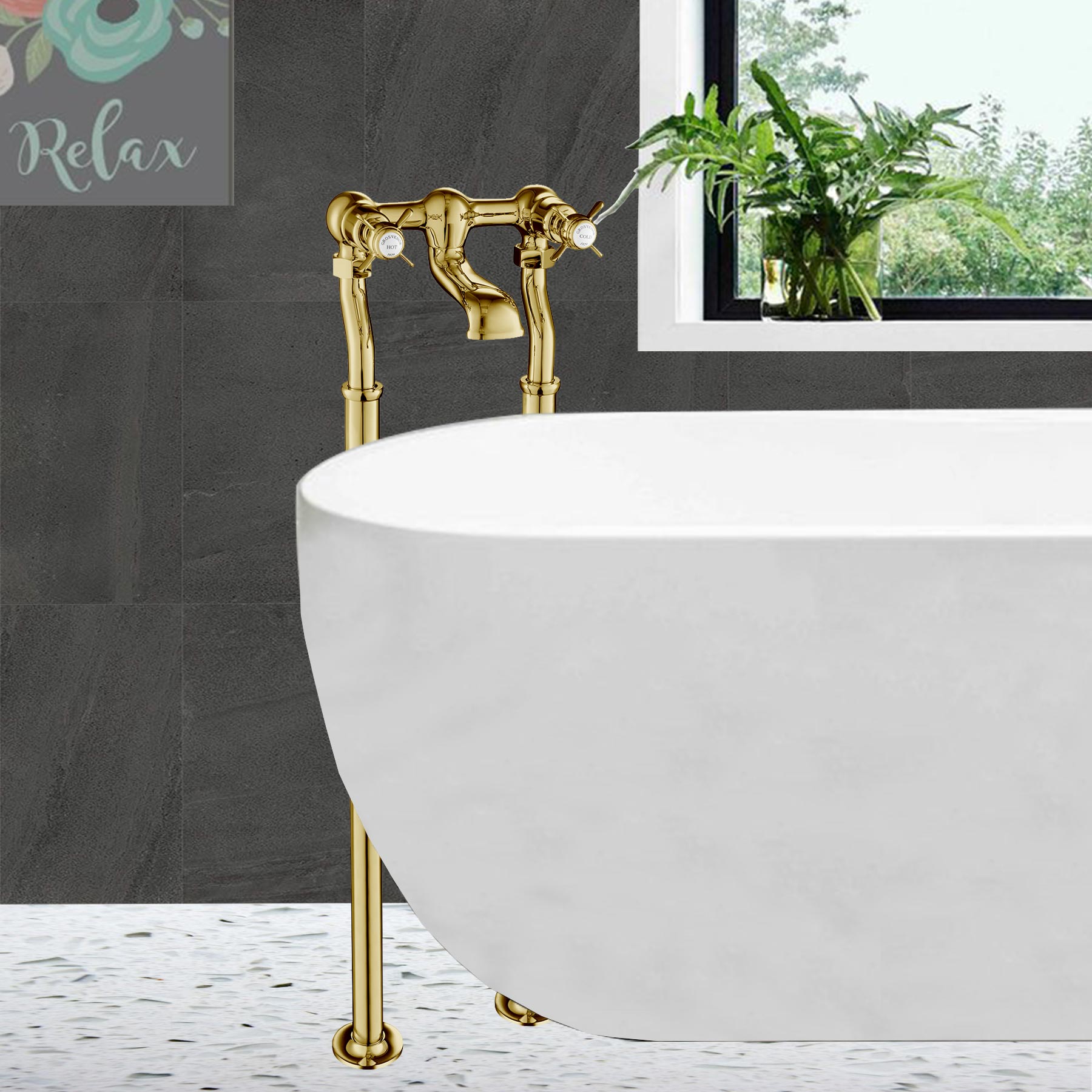 Chester Pinch Gold Free Standing Bath Filler, MP 0.5