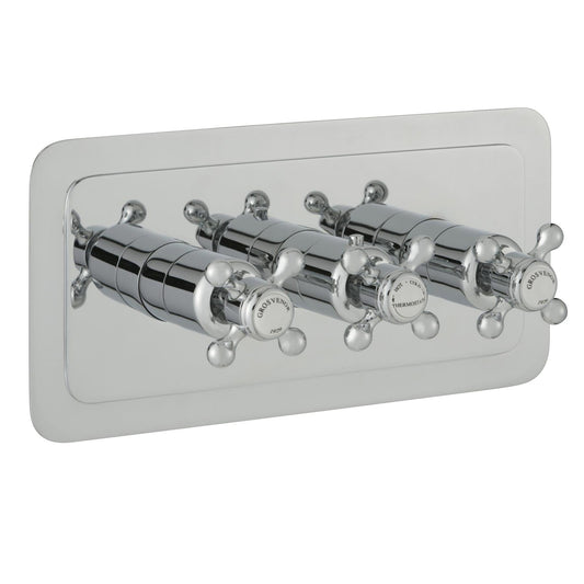 Chester Crosshead Two Outlet Concealed Thermostatic Shower Valve Horizontal - Chrome [76693] 1800
