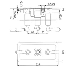 Thermostatic shower valve - Technical drawing