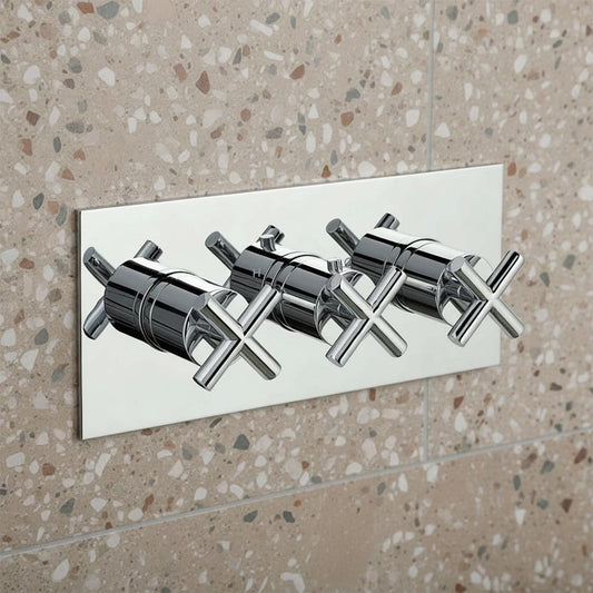 Chrome 3 Outlet Modern Thermostatic Shower Mixer Valve – Vertical 1200