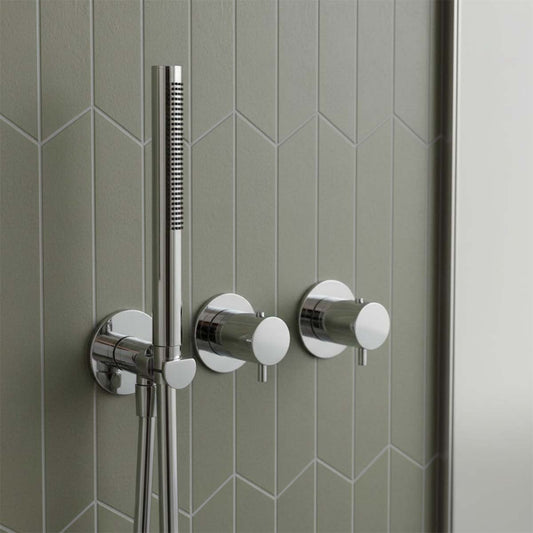 Chrome Concealed 2 Outlet Shower Valve with Pencil Handset - in Ireland 1200