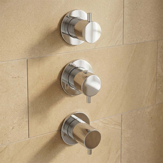 Chrome Concealed Thermostatic 3 Handle 2 Outlet Shower Valve - in Ireland 1200