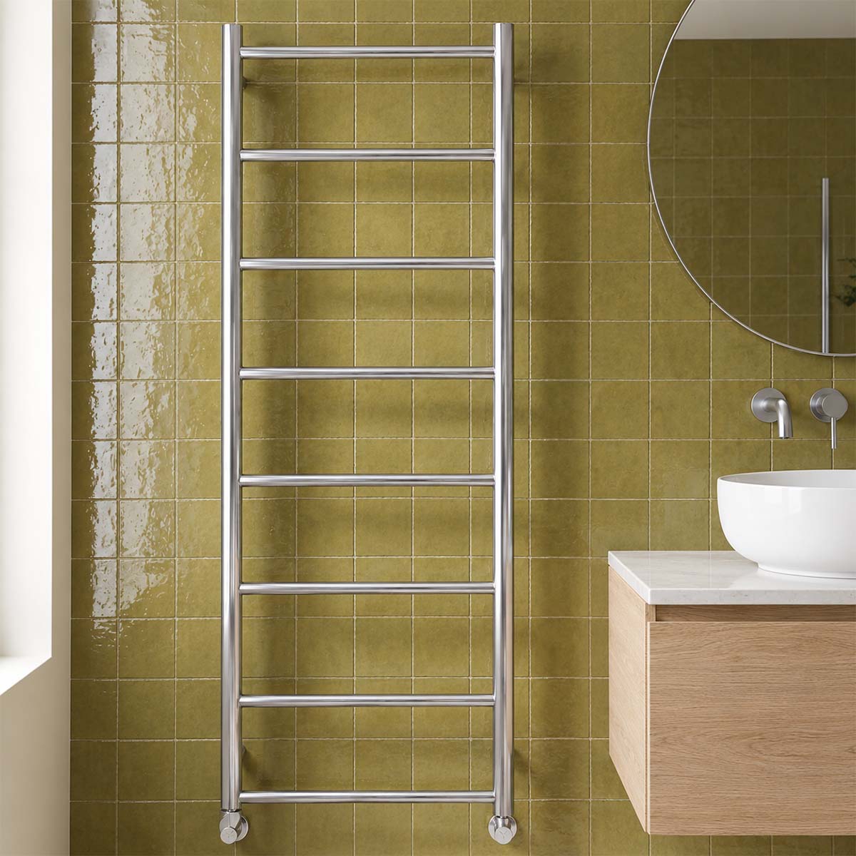 Chrome Heated Towel Rail Dual Fuel - 1200mm x 500mm