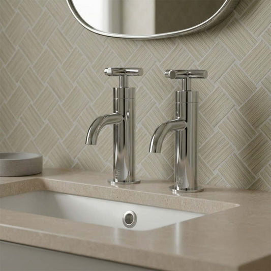 Chrome Modern Deck Mounted Basin Pillar Tap 1200