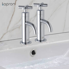 Chrome Modern Deck Mounted Basin Pillar Tap