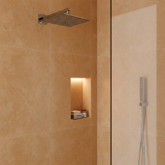  Chrome Square Overhead Shower Head 250mm  1200