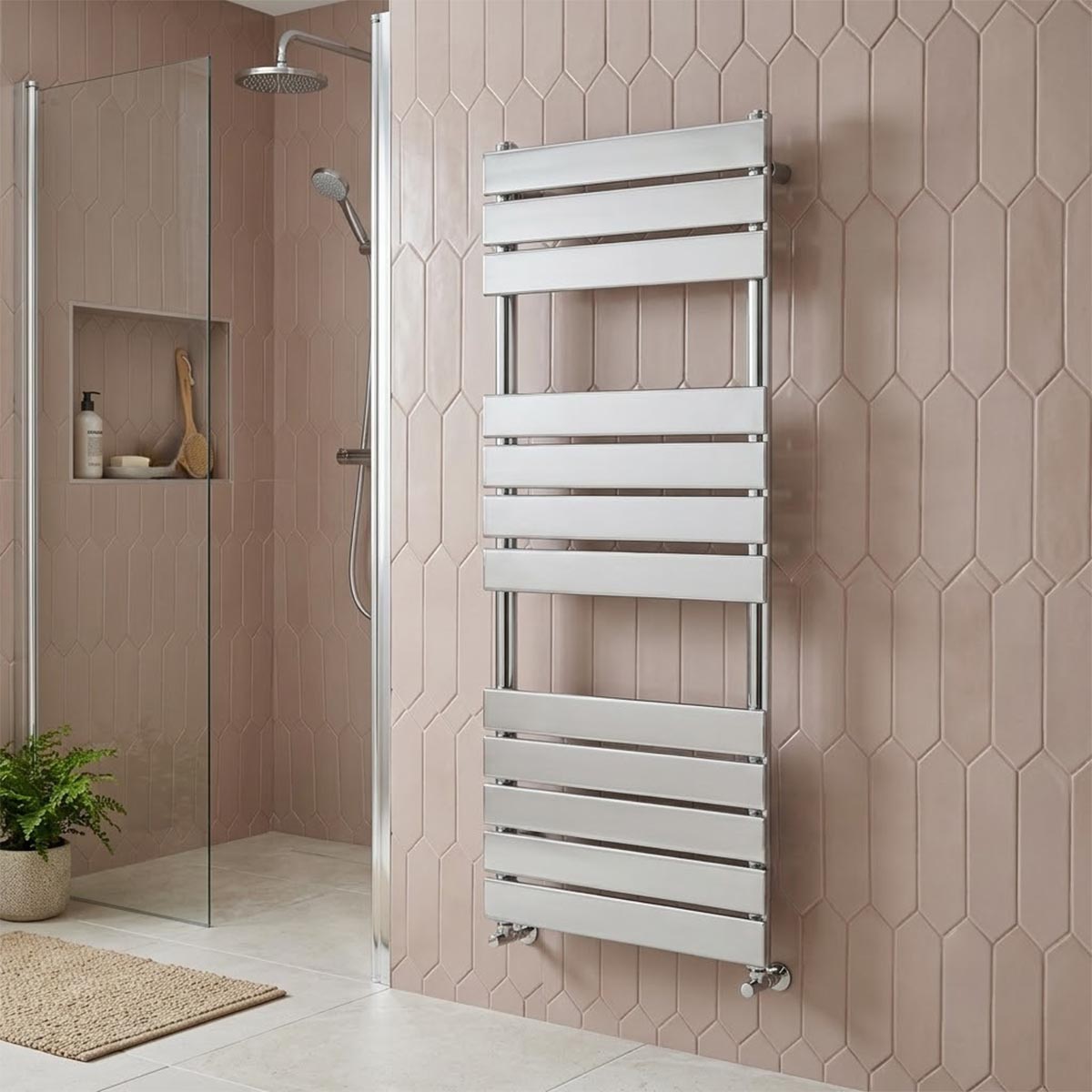Chrome Tall Towel Rail 1200mm dual fuel 