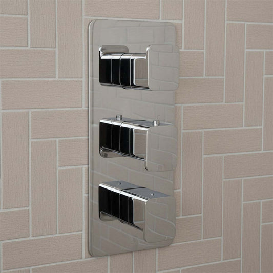Chrome Thermostatic Concealed 2 Outlet Shower Valve - Vertical 1200