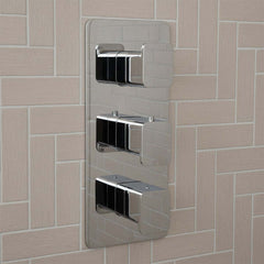 Chrome Thermostatic Concealed 2 Outlet Shower Valve - Vertical
