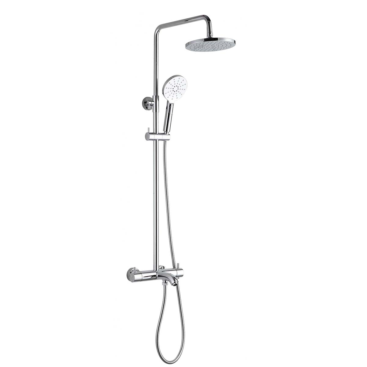 Chrome Thermostatic Shower With Overhead Shower, Hand Shower & Bath Spout