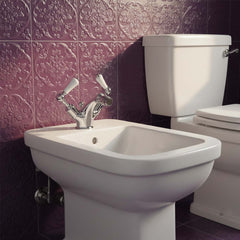 Chrome bidet tap with lever handles and waste