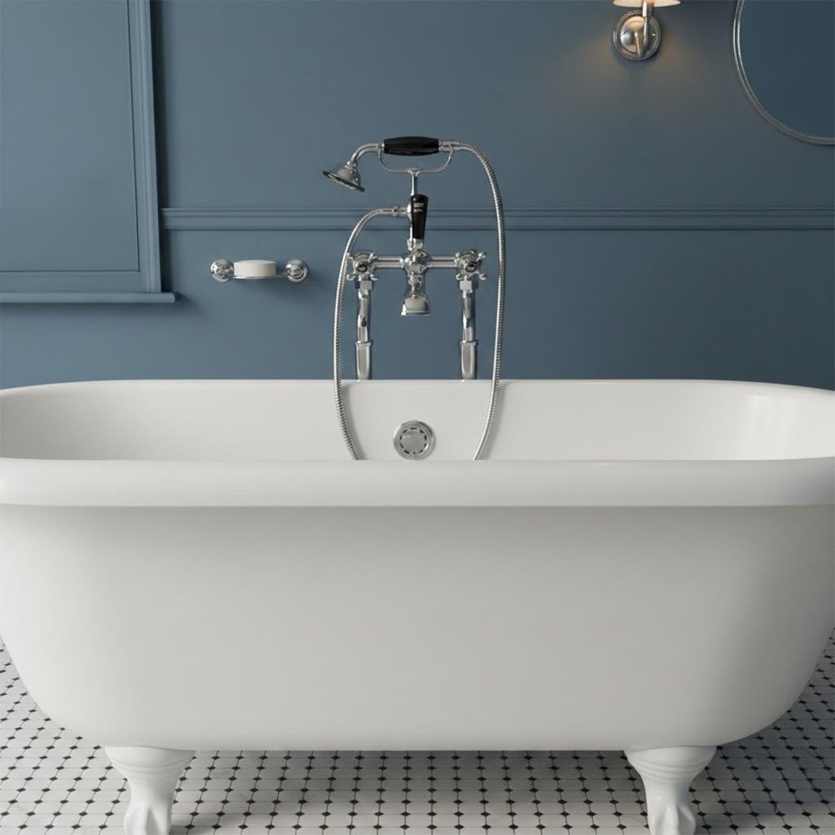 Chrome freestanding bath shower mixer tap