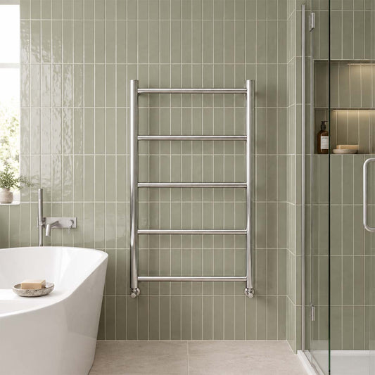 Chrome heated towel rail dual fuel 800mm  1200