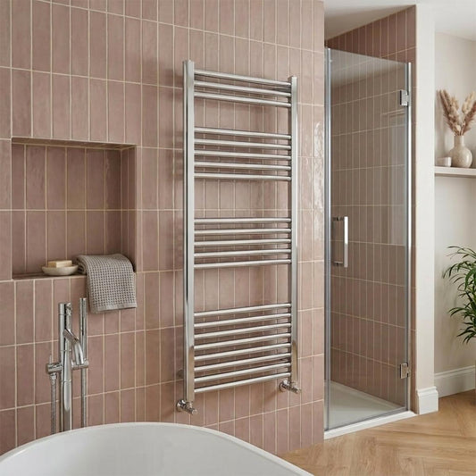 Chrome towel rail dual fuel heated 1200mm 1200