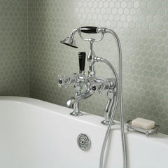 Chrome traditional deck-mounted bath tap with shower kit - Ireland
