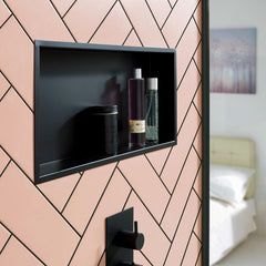 Matt black rectangular shower niche
