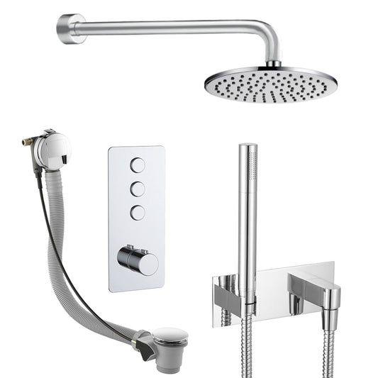 Concealed Thermostatic Mixer Shower Set with Overflow Bath Filler