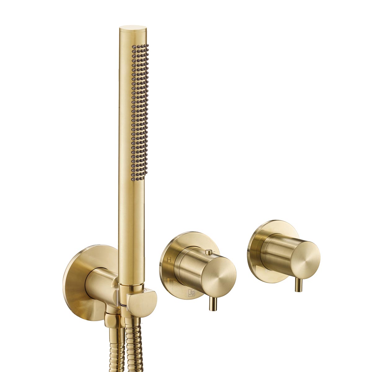 Concealed 2 Outlet Shower Valve with Single Function Handset - Brushed Brass