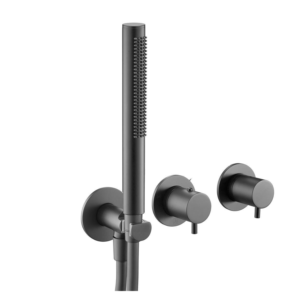 Concealed 2 Outlet Shower Valve with Single Function Handset - Matt Black
