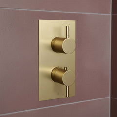 Thermostatic Concealed 2 Outlet Shower Valve - Brushed Brass