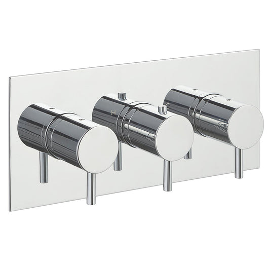 Concealed Thermostatic 2 Outlet 3 Handles Bath and Shower Valve Horizontal - Chrome 1200