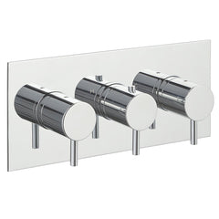 Concealed Thermostatic 2 Outlet 3 Handles Bath and Shower Valve Horizontal - Chrome