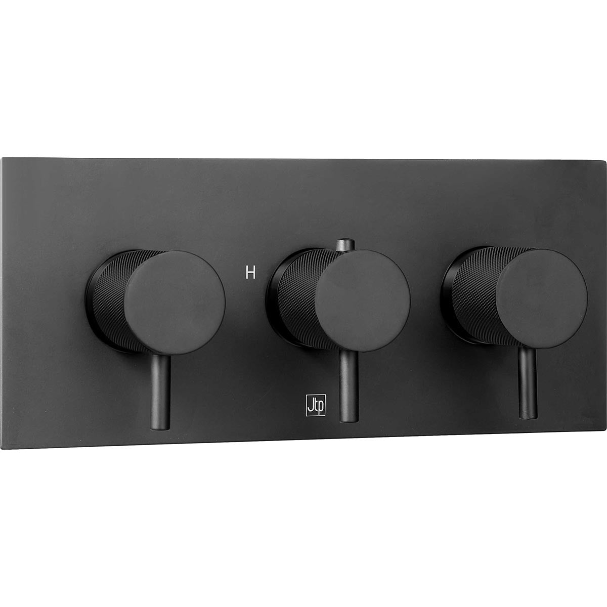 Concealed Thermostatic 2 Outlet Shower Valve 3 Handles Horizontal - Matt Black