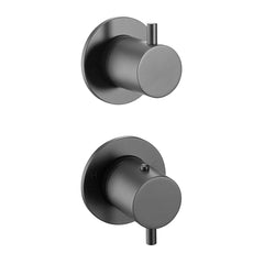 Concealed Thermostatic 2 Outlet Shower Valve with 2 Handles - Matt Black