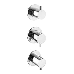 Concealed Thermostatic 3 Handle 2 Outlet Shower Valve - Chrome