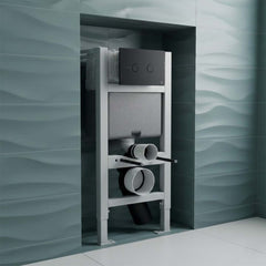 Concealed Toilet Cistern with Frame 0.820m and Matt Black Flush Plate
