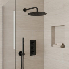 Concealed thermostatic shower system with shower head and handheld shower 
