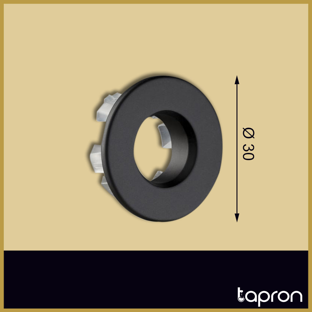  Matt Black Sink Overflow Cover -Tapron