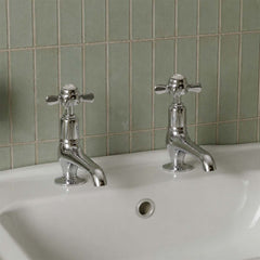 Crooshead basin pillar taps - chrome 
