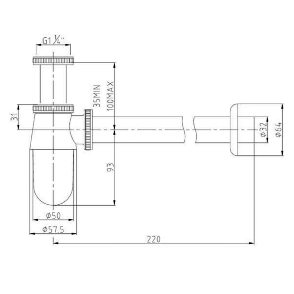 Cross Traditional Bottle Trap 300mm Pipe