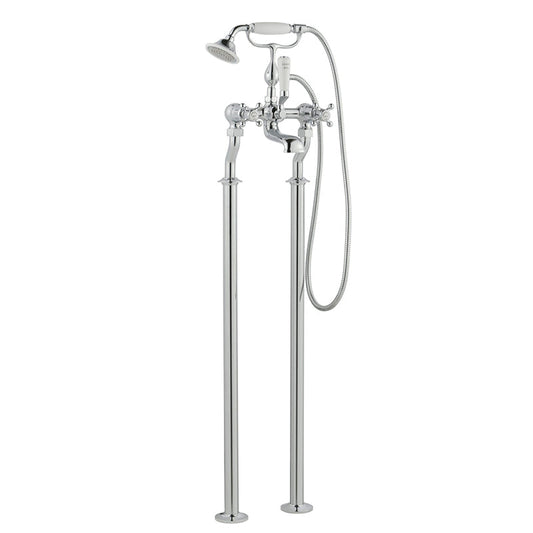 crosshead floorstanding bath mixer which provides a shower handset and connecting hose - Tapron 800