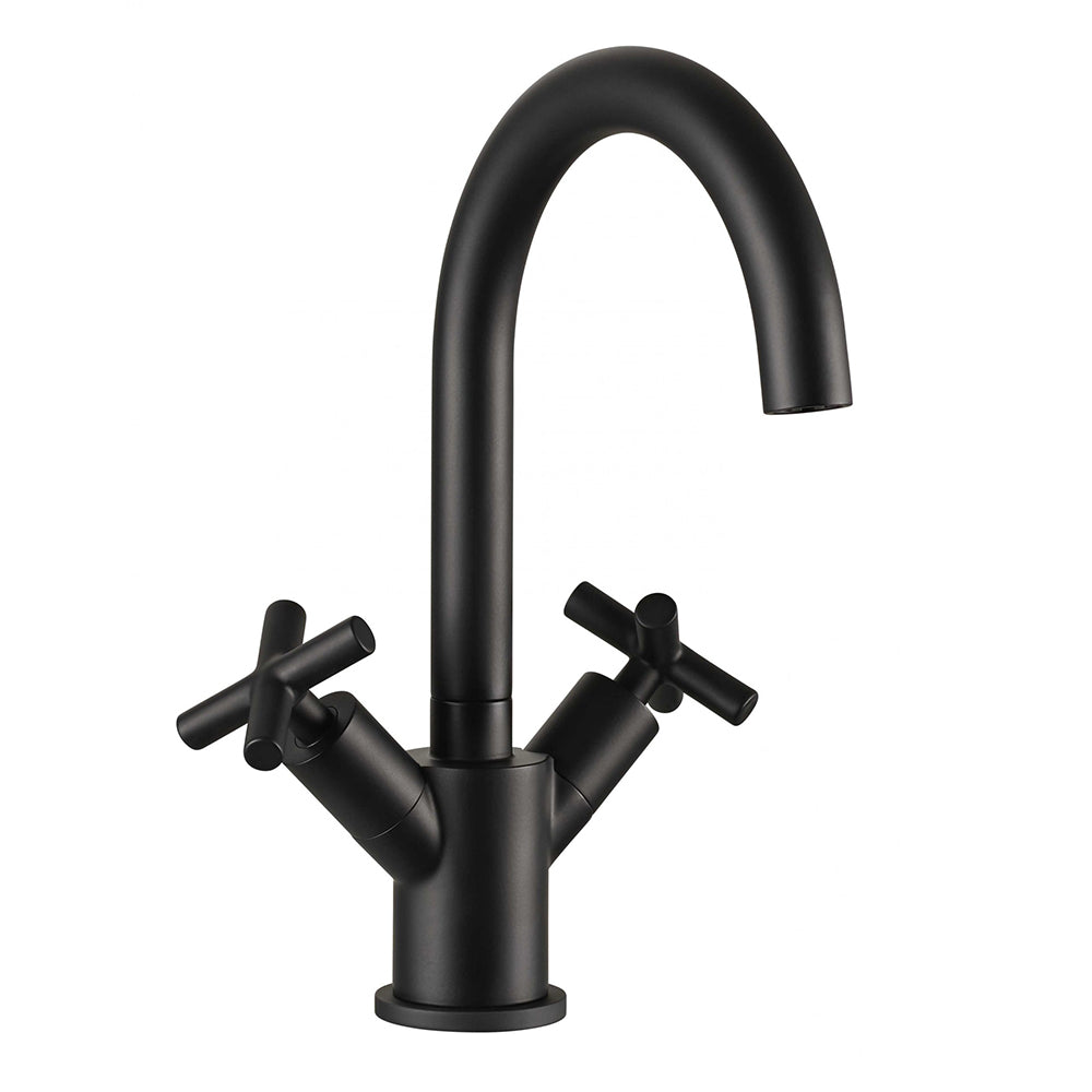 Deck-Mounted Matt Black Mono Basin Mixer Tap - tapron