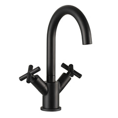Twin crosshead handle black basin tap 