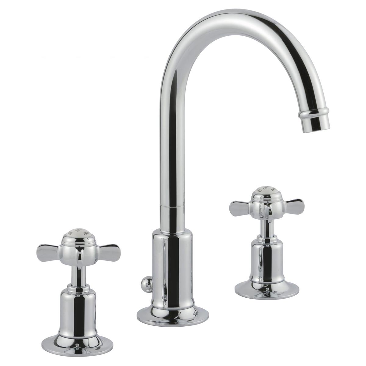 Deck Mounted 3-Hole Traditional Basin Tap Pinch Handles - Chrome