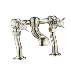 Deck Mounted Bath Filler Tap with Pinch Handles - Nickel