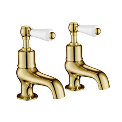 Deck Mounted Lever Pillar Bath Taps - Polished Gold in Ireland