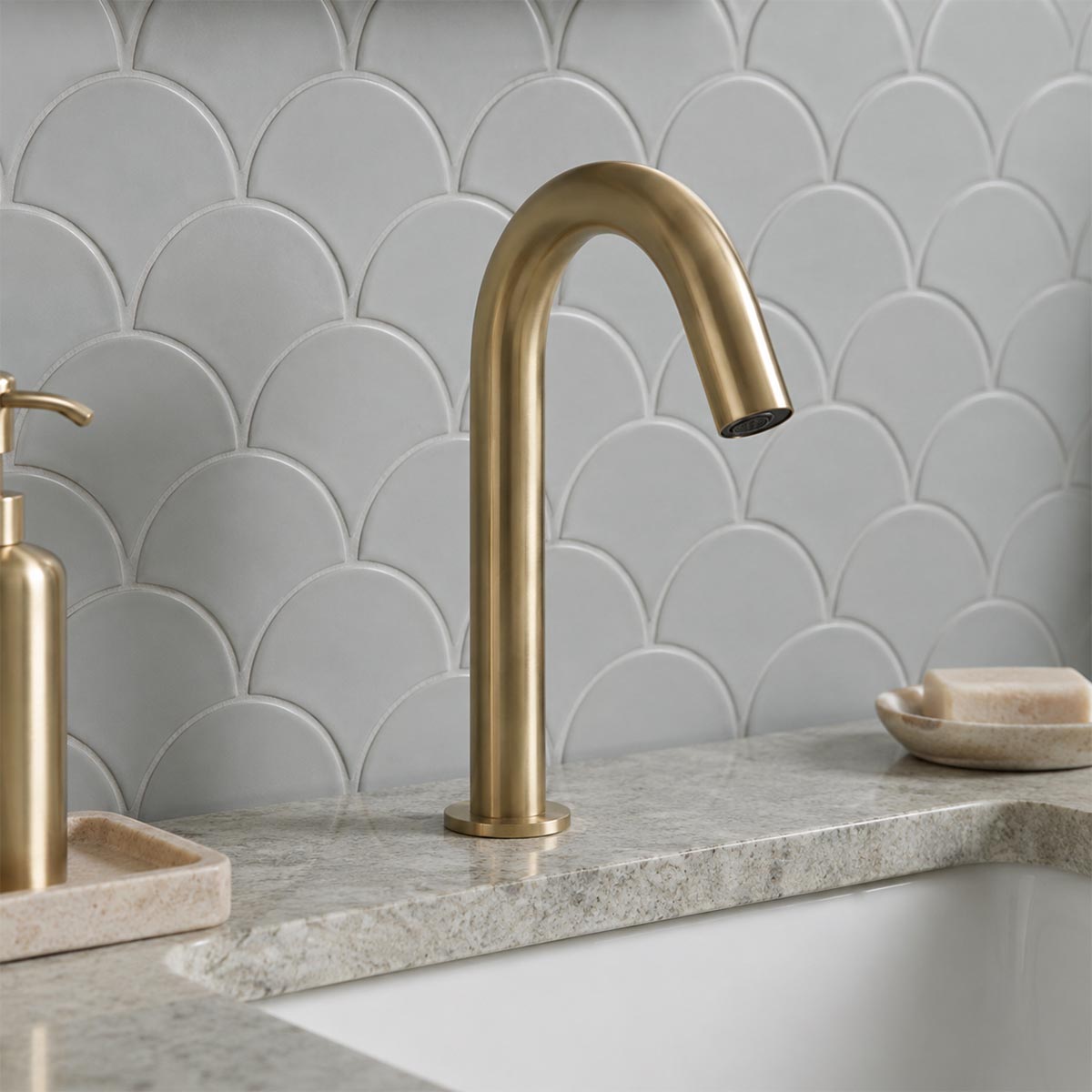 Deck Mounted Sensor Tap with Motion Sensor - Brushed Brass Ireland