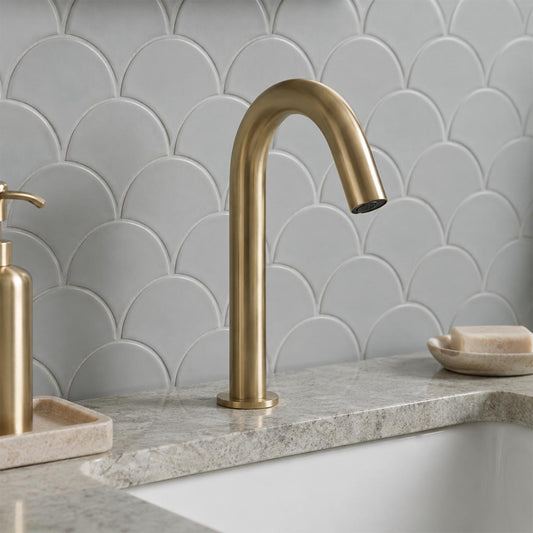 Deck Mounted Sensor Tap with Motion Sensor - Brushed Brass Ireland 1200