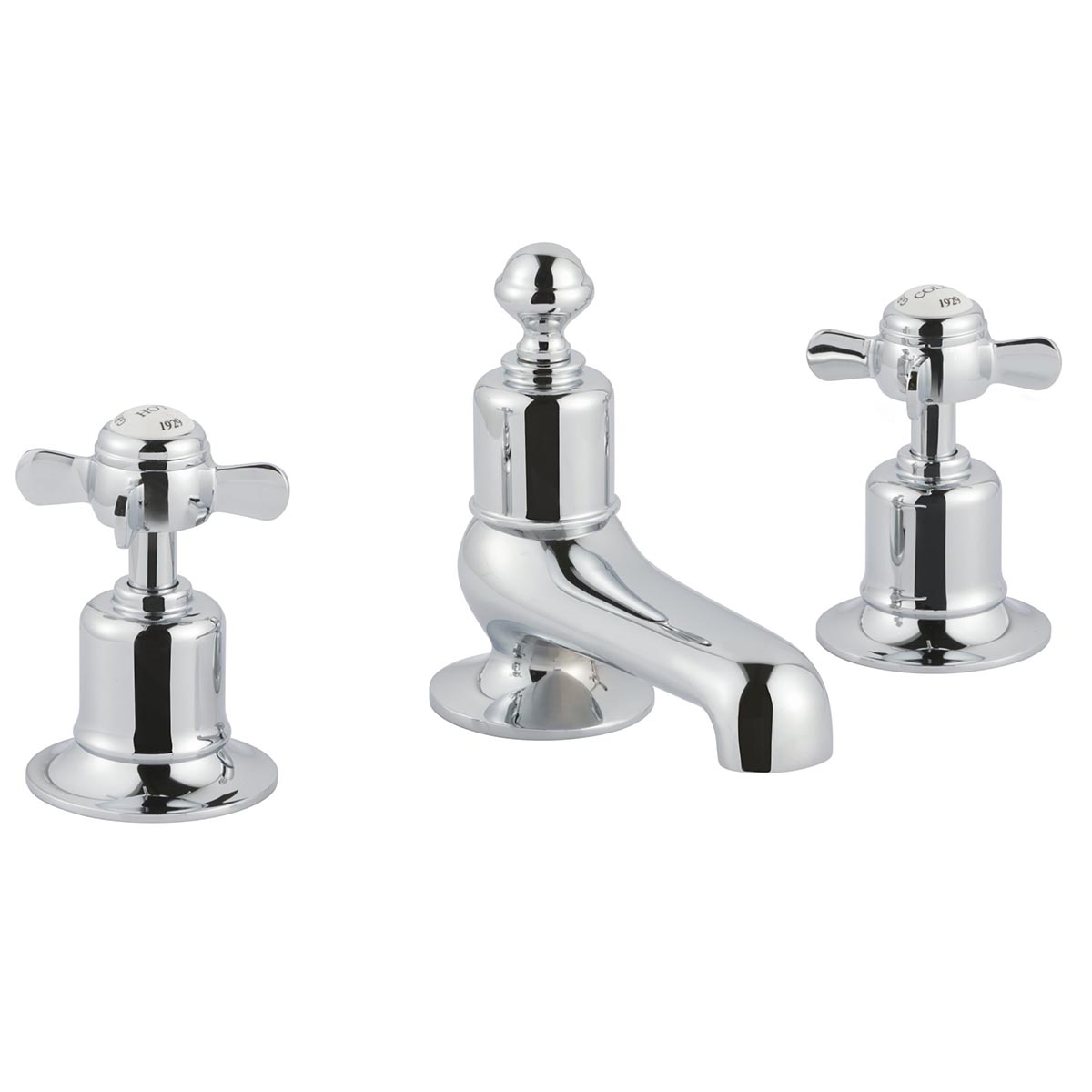 Deck Mounted Traditional Basin Mixer Pinch Handles - Chrome in Ireland