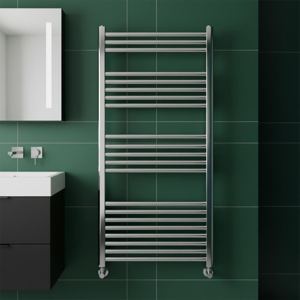 Dual Fuel Chrome Heated Towel Rail - 1200mm X 500mm