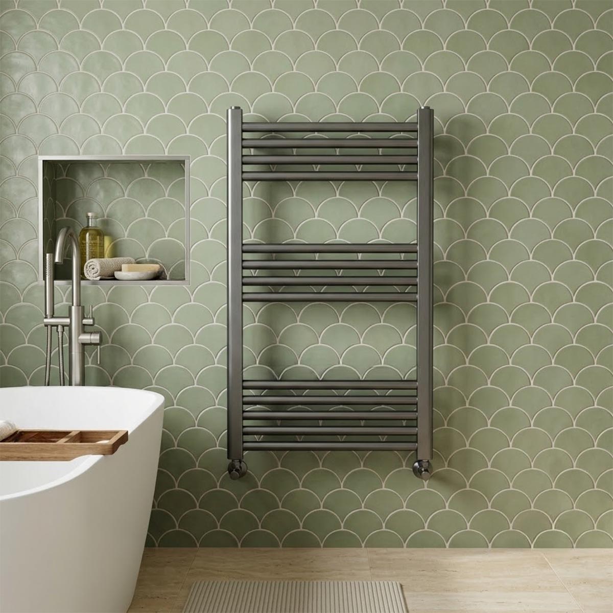 Dual Fuel heated Towel Rail 800mm x 500mm - Brushed Black