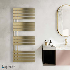 Dual fuel brass towel rail with flat rails