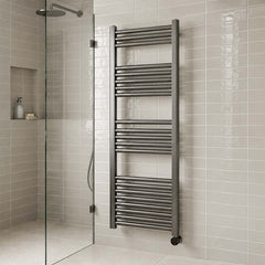Electric Heated Towel Radiator 1200mm x 500mm - Brushed Black